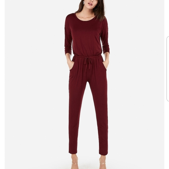 Express Pants - Express Stretch Tie Waist Jumpsuit